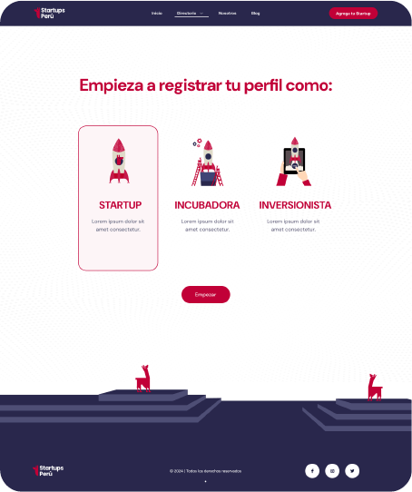 Paso 1 del registro: elegir tipo de perfil