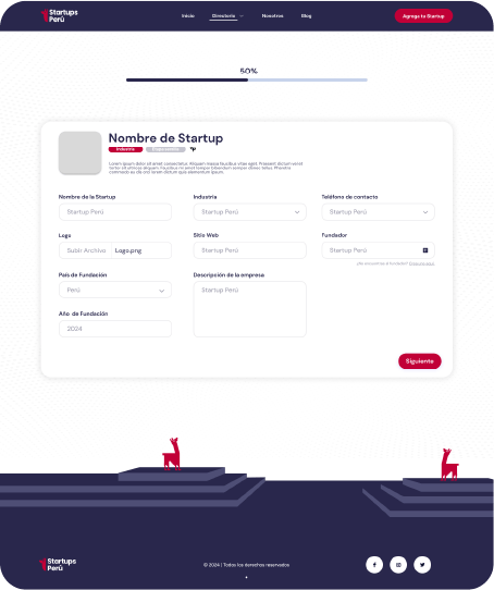 Paso 2 del registro: datos de la startup
